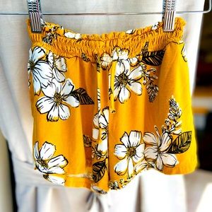 Girls yellow floral dress shorts
